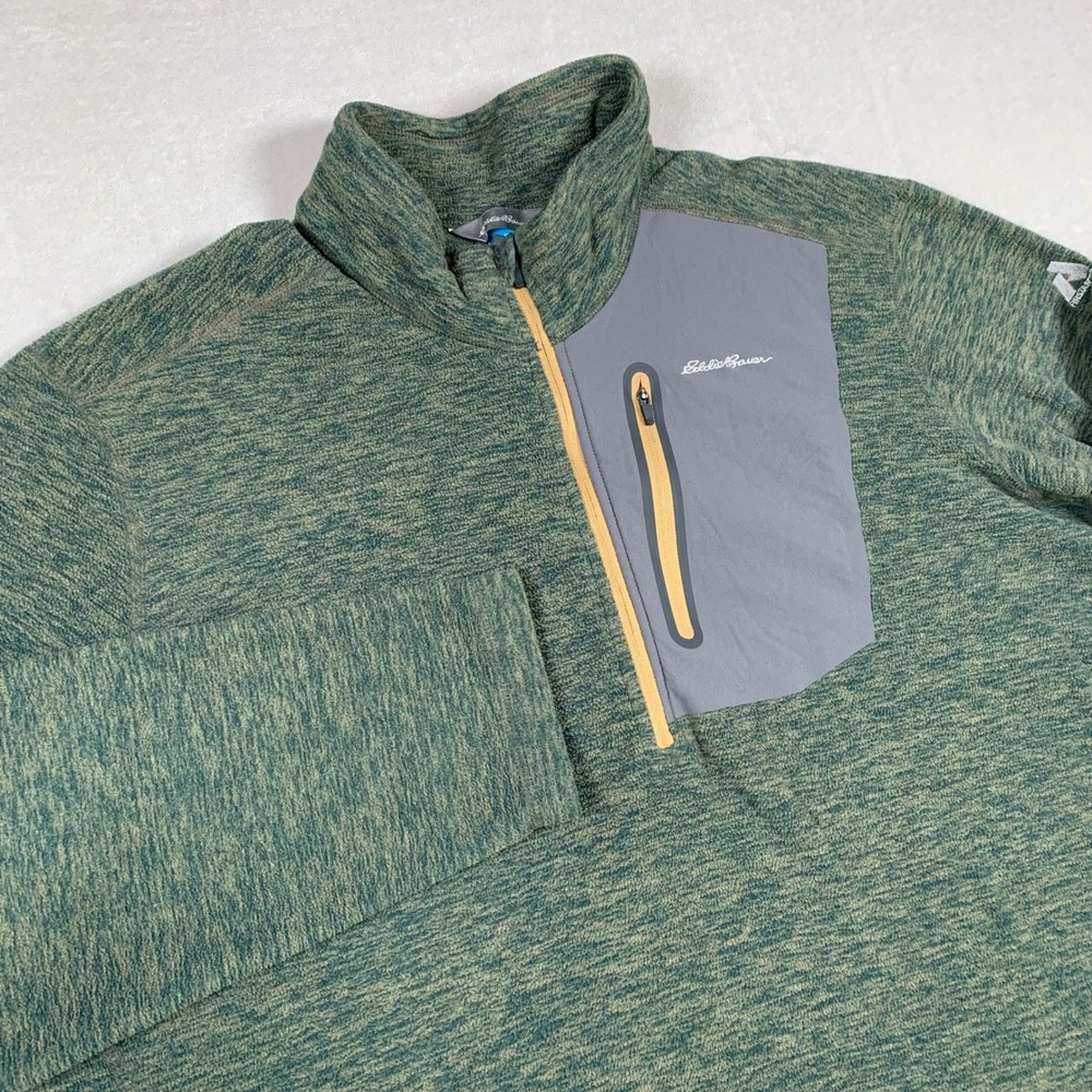 Eddie Bauer First Ascent Fleece Pullover Mens XL Green Quarter Zip Space Dye